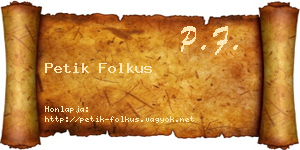 Petik Folkus névjegykártya